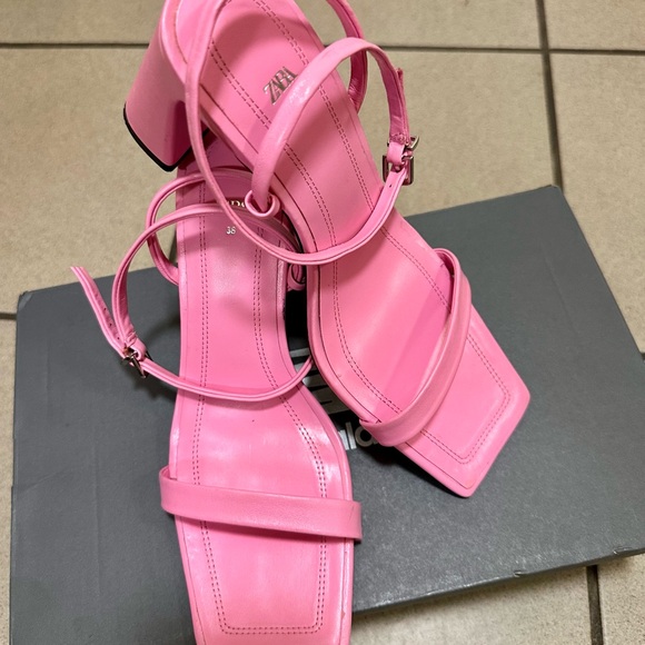 ZARA Pink Strappy Heels – Size 38 (US 7.5) - Picture 5 of 7